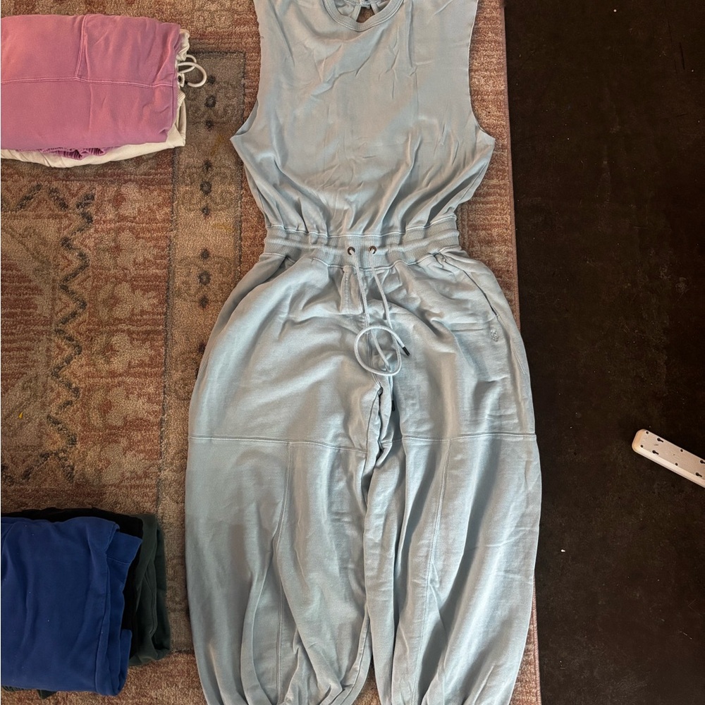 Free People Medium Light Blue Sleeveless Throw and Go Onesie Jumpsuit
